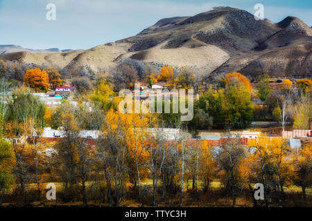 Colore di autunno di Miaoligou, Changji, Xinjiang Foto Stock