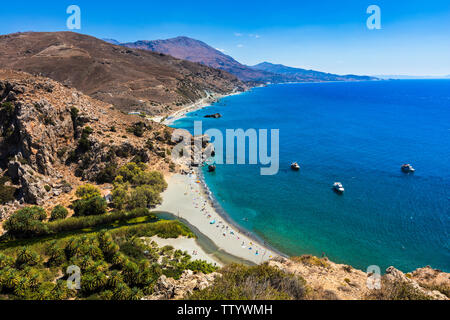 Preveli beach a Creta Foto Stock