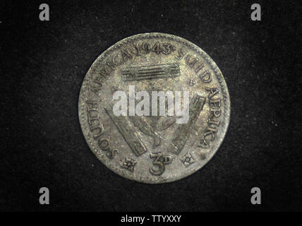 Sud Africa 3 pence, 1943 Foto Stock