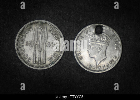 La Rodesia del Sud 3 pence, 1947 Foto Stock