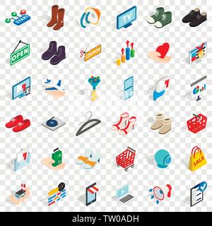 Shopping bag il set di icone di stile isometrico Illustrazione Vettoriale