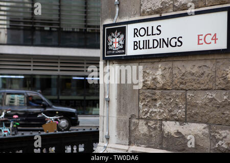 Esterni di rotoli di costruire il tribunale commerciale di Londra Foto Stock