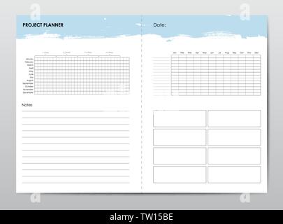 Progetto di vita e di business planner con data aperta Illustrazione Vettoriale