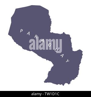 Il Paraguay silhouette mappa isolati su sfondo bianco Illustrazione Vettoriale