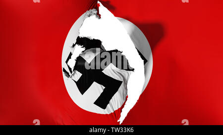 Danneggiato bandiera nazista Foto Stock