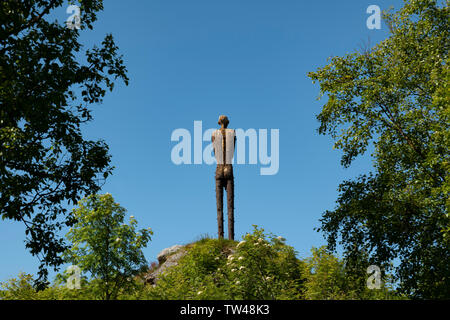 Statua di l'uomo dal mare, il villaggio di Bo, Isole Vesteralen, Norvegia. Foto Stock