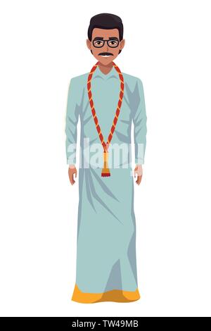 Indian uomo che indossa indù tradizionali vestiti Illustrazione Vettoriale