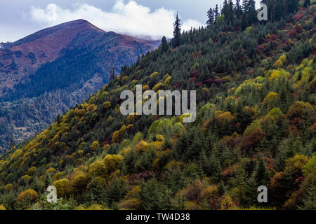 Autunno scenario di montagna Mengpen Foto Stock