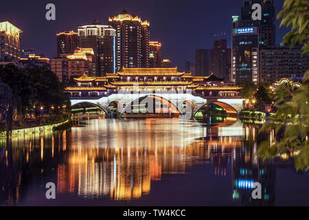 Chengdu Scena Notturna Foto Stock