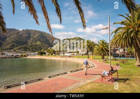 Area di parcheggio, Picton Ferry port, Isola del Sud, Nuova Zelanda Foto Stock