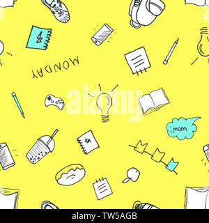 Si torna a scuola seamless pattern doodle stile disegnare a mano Foto Stock