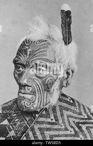 Anehana, Maori Chief, Nuova Zelanda, c1906 cartolina. Foto Stock