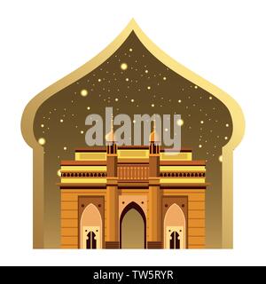 Indian costruendo monumenti icona cartoon Illustrazione Vettoriale