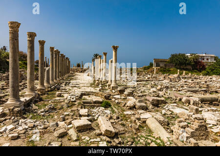 Rovine romane pneumatico Sur nel sud del Libano medio oriente Foto Stock