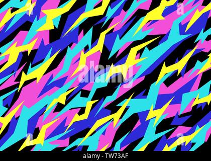Il Neon camouflage pattern. Abstract moderno camo vettore illustrazione dello sfondo per il web, banner, sfondo, grafica o superficie di progettazione utilizzare Illustrazione Vettoriale
