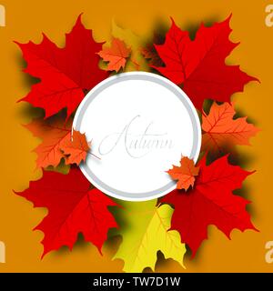 Vendita autunnale del layout di sfondo decorare con foglie per lo shopping vendita Illustrazione Vettoriale