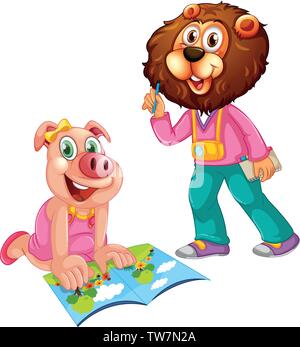 Carattere animale su bianco backgroud illustrazione Illustrazione Vettoriale