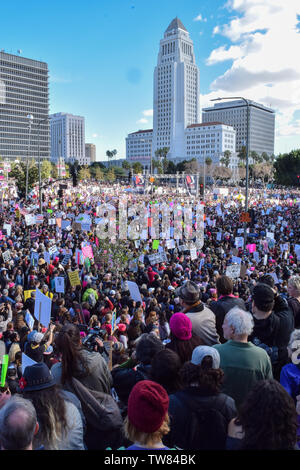 Le donne nel Marzo del 21 gennaio 2017, Los Angeles in California. Foto Stock