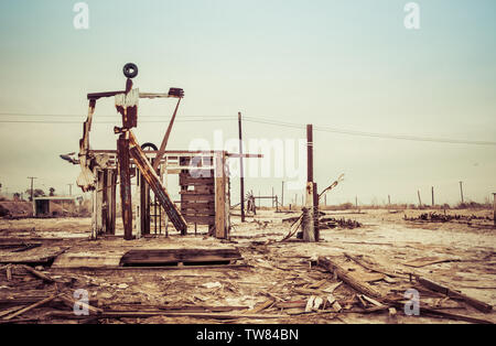 Fatiscente casa in abbandonato località di Bombay Beach. Salton Sea California Foto Stock