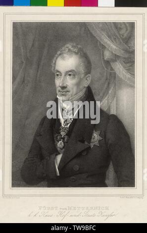 Metternich-Winneburg, Clemente Wenzel Lothar principe von, litografia da Federico ballata basato su progetto di Karl von Saar, Additional-Rights-Clearance-Info-Not-Available Foto Stock