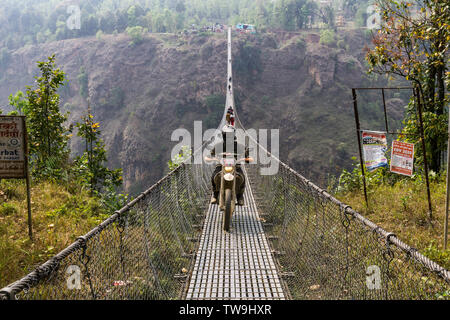 Moto touring in Mustang, Nepal Foto Stock