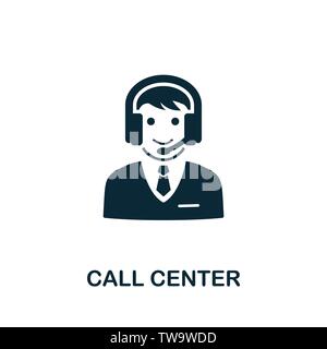 Simbolo dell'icona vettore Call Center. Segno creativo dalla collezione di icone. Icona del Call Center piena per computer e dispositivi mobili Illustrazione Vettoriale