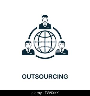 Simbolo icona vettore di outsourcing. Segno creativo dalla collezione di icone. Icona di outsourcing "flat" per computer e dispositivi mobili Illustrazione Vettoriale