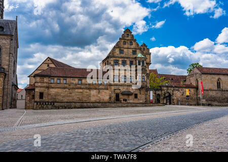 Antica Corte, Alte Hofhaltung di Bamberg, Alta Franconia, Germania. Foto Stock