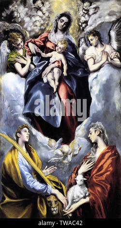 Doménikos Theotokópoulos a.k.a El Greco - Vergine con Bambino St Martin St Agnes 1599 Foto Stock