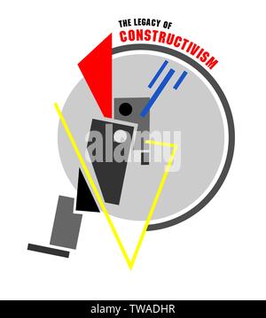 Abstract inusuali forme geometriche e forme su sfondo bianco. Stampa. L'eredità del costruttivismo Foto Stock