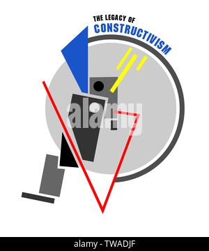 Colorate inusuali forme geometriche e forme su sfondo bianco. Stampa. L'eredità del costruttivismo Foto Stock