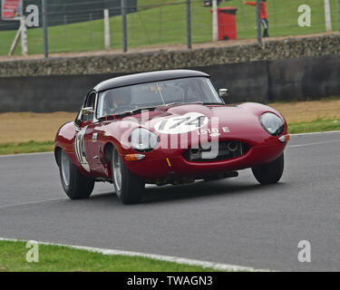 Contrassegnare Donnor, Andrew Smith, Jaguar E-Type, gentleman driver, Pre-66 le vetture GT, Maestri storica festa, Brands Hatch, maggio 2019. Brands Hatch, classic Foto Stock
