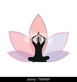 Persona che medita in rosa bocciolo di loto illustrazione vettoriale EPS10 Illustrazione Vettoriale