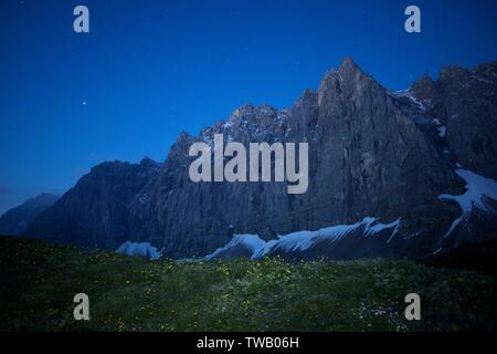 Austria, Tirolo, Monti Karwendel, Laliderer parete Nord. Foto Stock