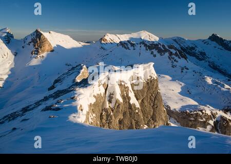 Austria, Tirolo, Monti Rofan, vista dal Haidachstellwand (cresta di montagna) o. Foto Stock