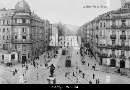 Veduta aerea, la Gran Via, Bilbao, Spagna Foto Stock