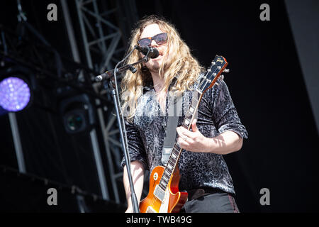 Firenze , XV di giugno. I puntoni esegue live @ FIrenze rocce 2019, Ippodromo del Visarno , Firenze, Italia. Copyright Davide Merli | Alamy Foto Stock