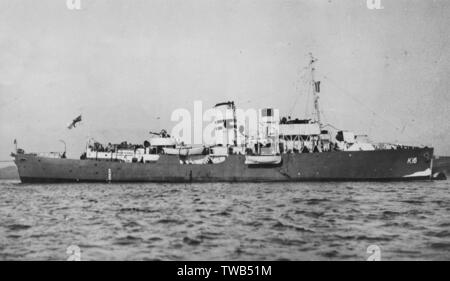 HMS Geranio (K16), British flower class corvette. Data: circa 1940s Foto Stock