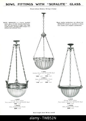 Catalogo lampade elettriche, Accessori per Supalite Bowl Foto Stock