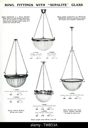 Catalogo lampade elettriche, Accessori per Supalite Bowl Foto Stock