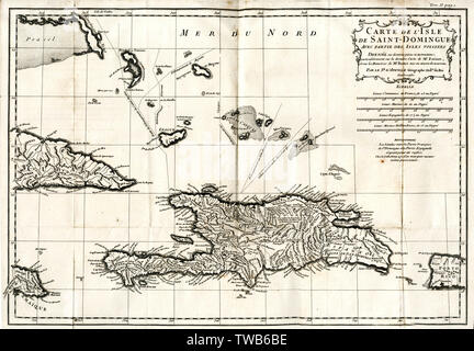 Mappa di Hispaniola (San Domingo, Haiti), Indie Occidentali Foto Stock