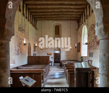 Affreschi medievali chiesa di Santa Maria, Kempley, Gloucestershire, England, Regno Unito Foto Stock