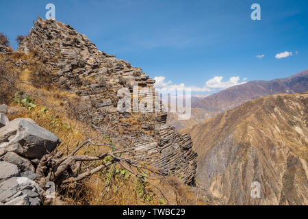 Il Canion del Colca da Cabanaconde in Perù. Il più profondo canyon sulla terra. Foto Stock