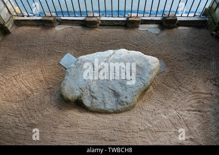 Stati Uniti d'America ma Massachusetts Plimouth Plymouth Plymouth Rock sulle rive della Baia di Plymouth dove i pellegrini hanno detto di avere sbarcati per la prima volta Foto Stock