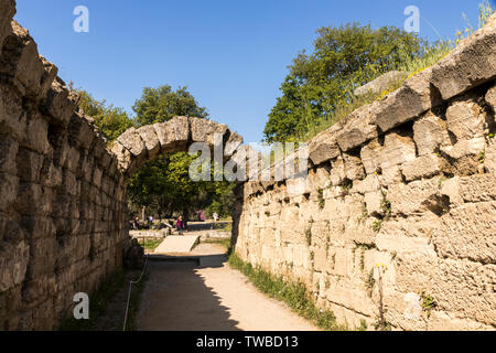 Olympia, Grecia. L'antico stadio dei Giochi olimpici di antichità Foto Stock