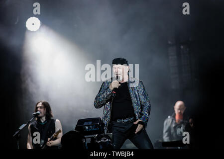 Milano, Italia. 07Th Giugno, 2019. Vasco Rossi si esibisce dal vivo a Milano allo Stadio San Siro per il suo tour VascoNonStopLive 2019. Credito: Danilo D'Auria/Pacific Press/Alamy Live News Foto Stock