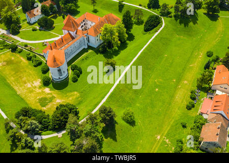 Croazia, castello di Varazdin nella città vecchia, originariamente costruita nel XIII secolo, antenna panorama urbano Foto Stock