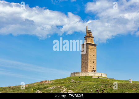 Torre di Hercules, A Coruna, A Coruna e provincia, Galizia, Spagna. La Torre di Hercules, un sito Patrimonio Mondiale dell'UNESCO, è stato originariamente costruito da Roma Foto Stock