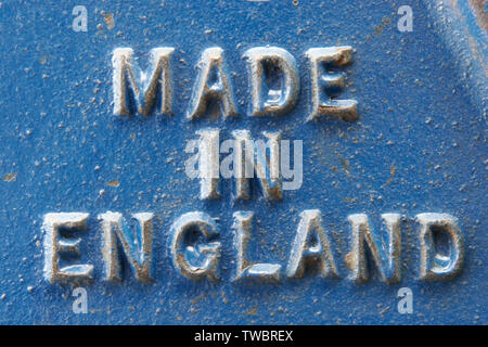 British realizzato in acciaio morsa da banco con incisa la 'Made in Inghilterra " Foto Stock