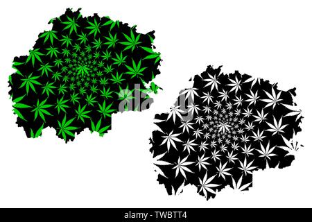 Ryazan Oblast (Russia, soggetti della Federazione Russa, Oblasts della Russia) mappa è progettato Cannabis leaf verde e nero, Oblast di Rjazàn mappa fatta di Illustrazione Vettoriale